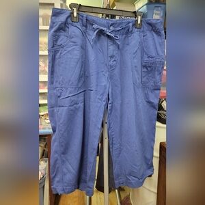 Venezia 18 Blue Drawstring 40" Waist Capri 20" Inseam Pants 24" Leg Cuff